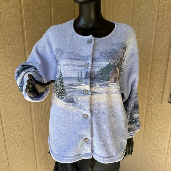 Vintage Artisans Cardigan‎ Womens Size XL Snow Cabin All Over Textured Gorpcore - Picture 1 of 8
